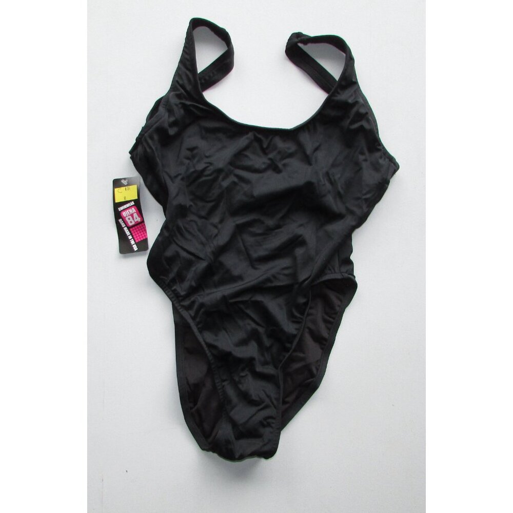 Ujena High Cut Leg Black 1 Piece Swimsuit - Sz 8 - NEW